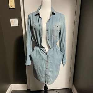Jean long sleeve button up dress